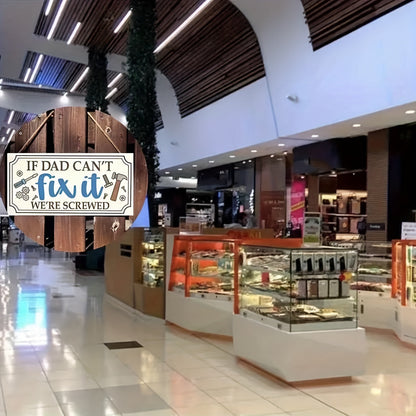 Targa da Parete Decorativa Divertente per Uomo – Regalo per Officina o Garage – Pannello Appeso "Se Papà Non Può Riparare, Siamo Fritti"