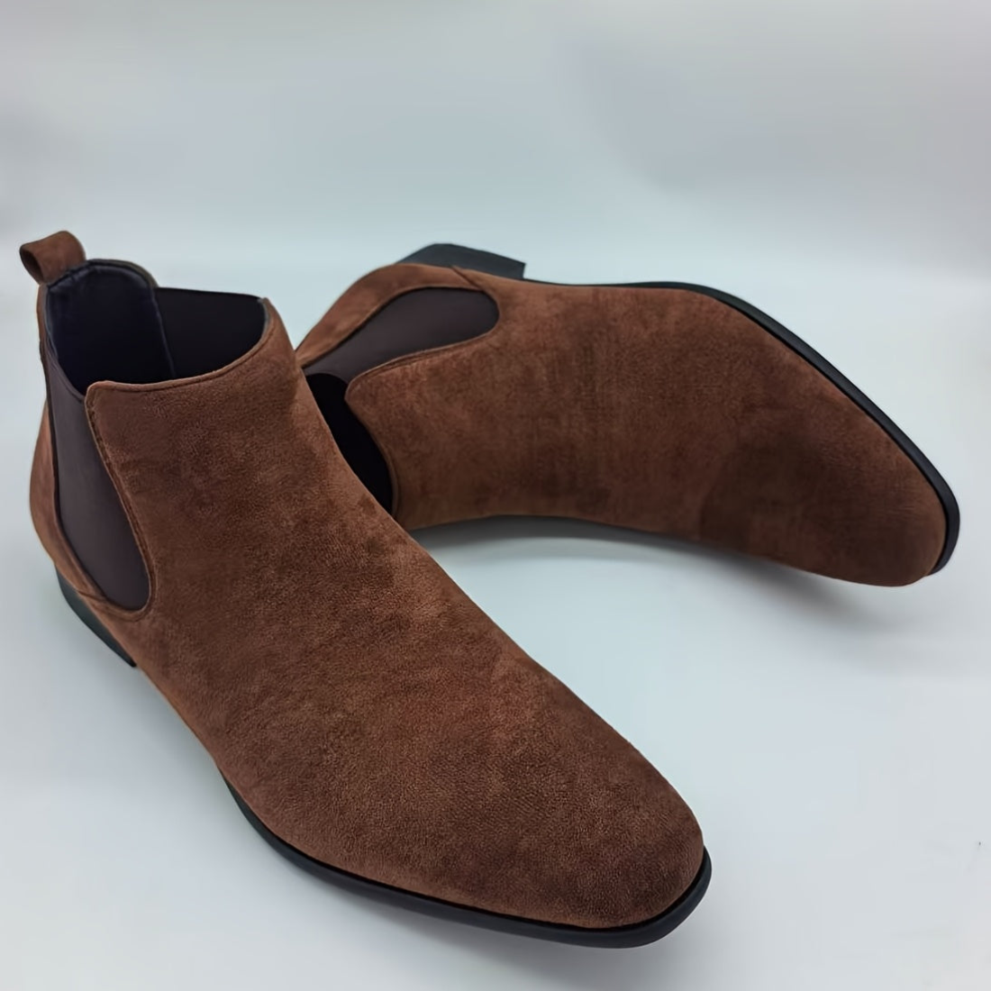 Bottes Chelsea pour homme en tissu aspect daim noir à bout pointu