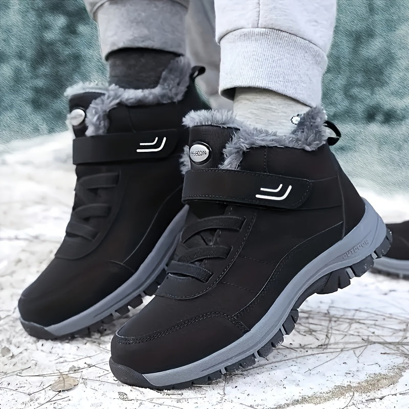 Chaussures montantes fourrées hiver avec semelle antidérapante et fermeture auto-agrippante