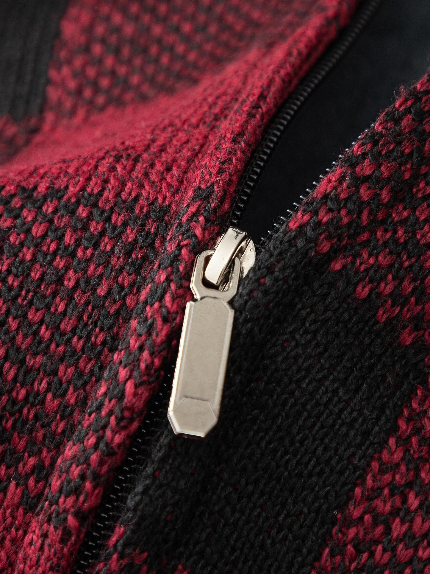 Cardigan Homme à Capuche Carreaux Marron Noir Fermeture Éclair Doublure Chaude