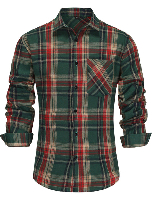 Chemise à carreaux style décontracté pour homme - Idéale automne/hiver
