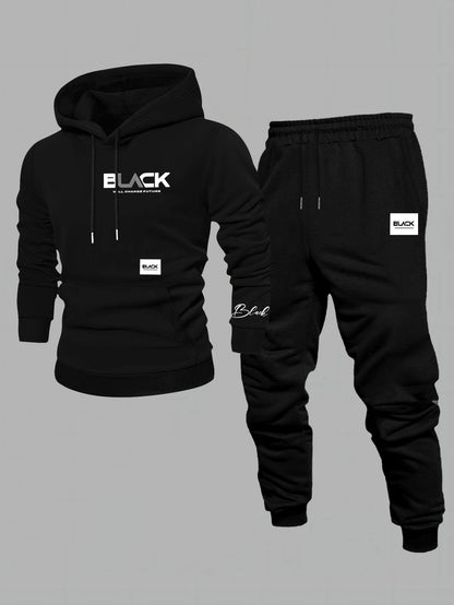 Ensemble Survêtement Homme Capuche et Pantalon Jogging Uni avec Cordon