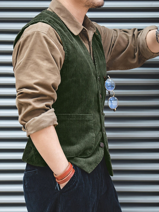 Men's Elegant Vintage Style Casual Vest for Work and Leisure