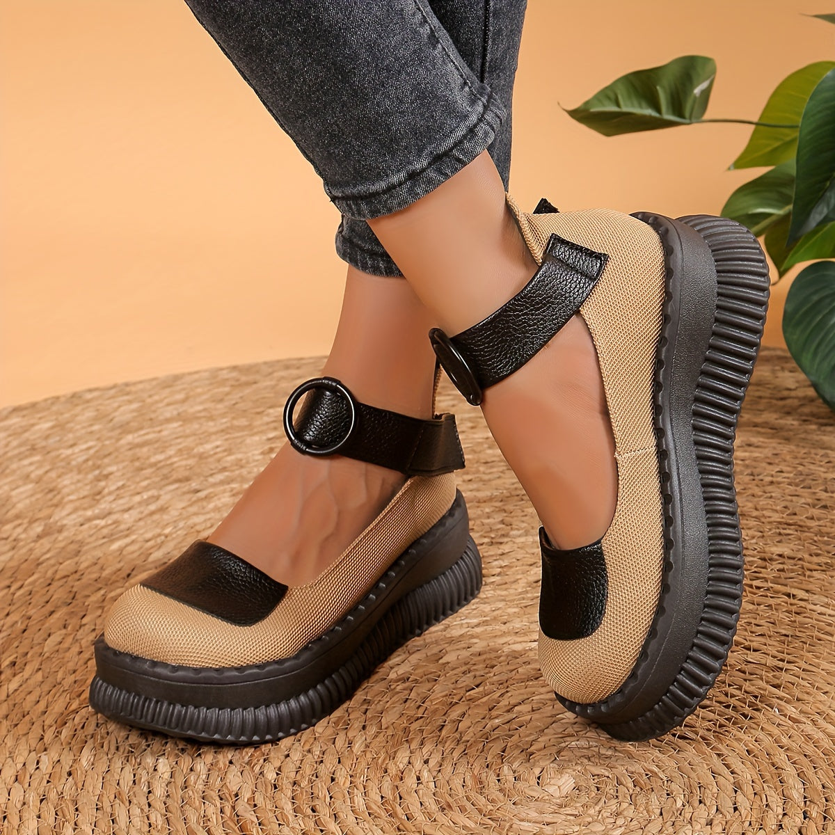 Chaussures bateau vintage pour femme à bout rond et bride boucle – Style décontracté