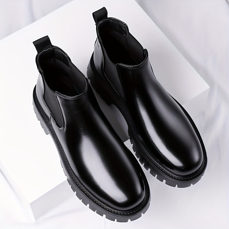 Bottes Chelsea noires à semelle crantée basses pour homme, style bottines classiques