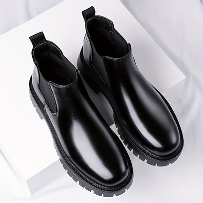 Bottes Chelsea noires à semelle crantée basses pour homme, style bottines classiques