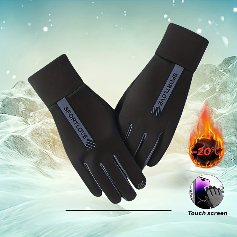 Gants chauds tactiles noirs et gris pour l'hiver, coupe-vent
