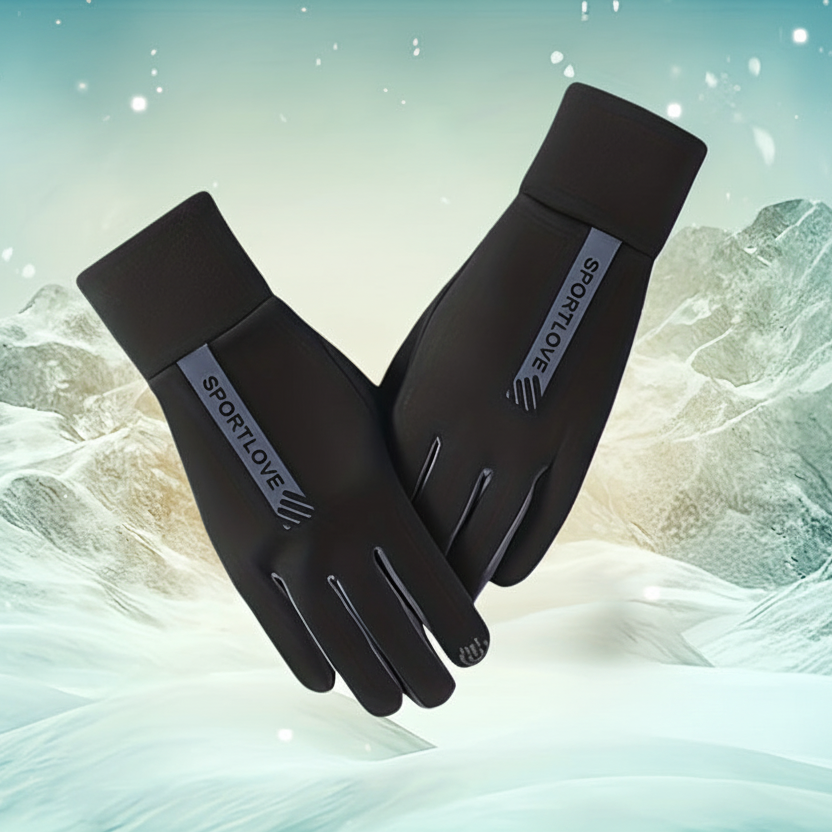 Gants chauds tactiles noirs et gris pour l'hiver, coupe-vent