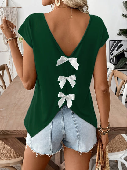 Top femme dos nu avec nœuds décoratifs style décontracté pour l'été