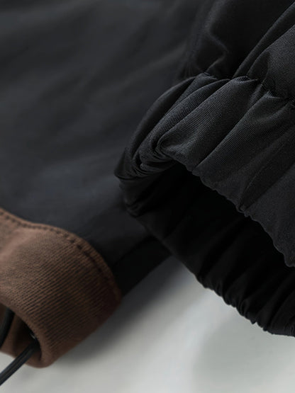 Veste Homme Coupe-Vent avec Capuche Intégrée Amovible Style Décontracté Noir Marron