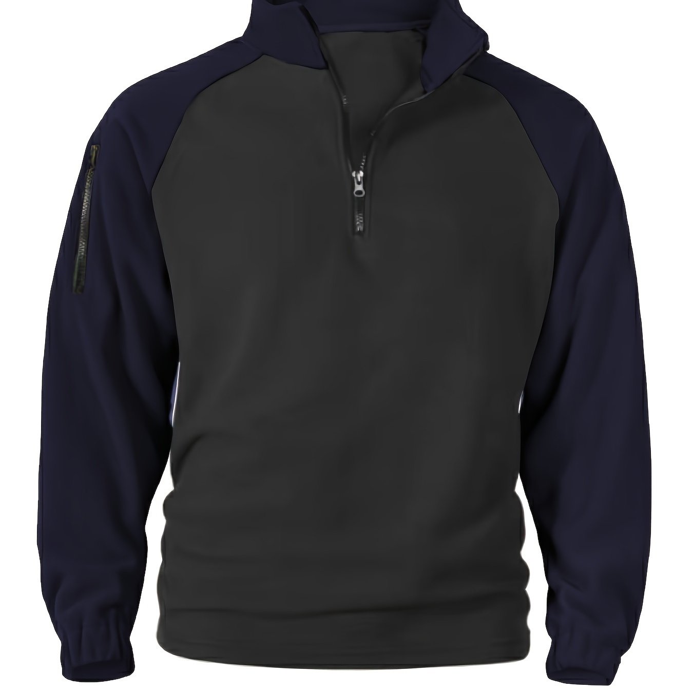 Polaire Homme Bicolore Col Montant avec Fermeture Éclair et Manches Raglan