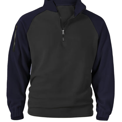 Polaire Homme Bicolore Col Montant avec Fermeture Éclair et Manches Raglan