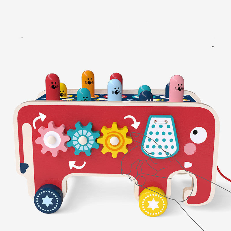 Giocattolo educativo per bambini - Gioco del martello e risveglio sensoriale elefante da tirare