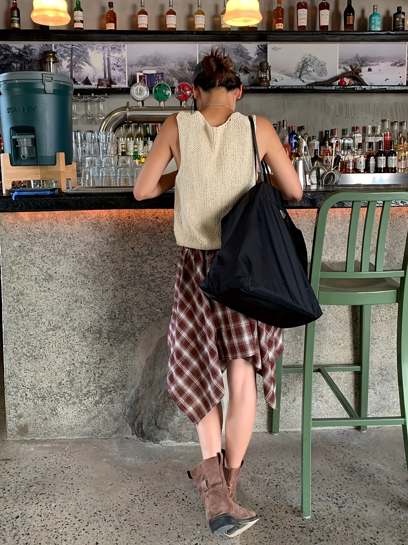 Asymmetrical plaid shirt-style skirt for women – Urban and casual trend