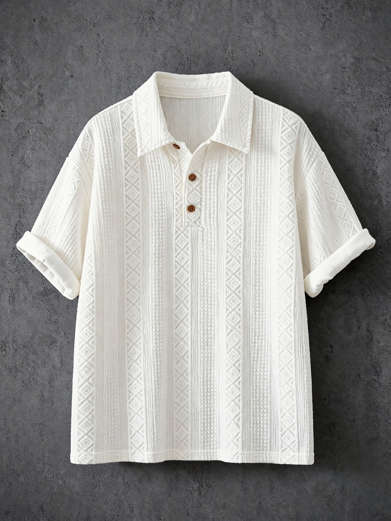 Herren-Polo mit Kurzarm, geometrischen Stickereien und eleganter Textur für einen lässig-schicken Stil  