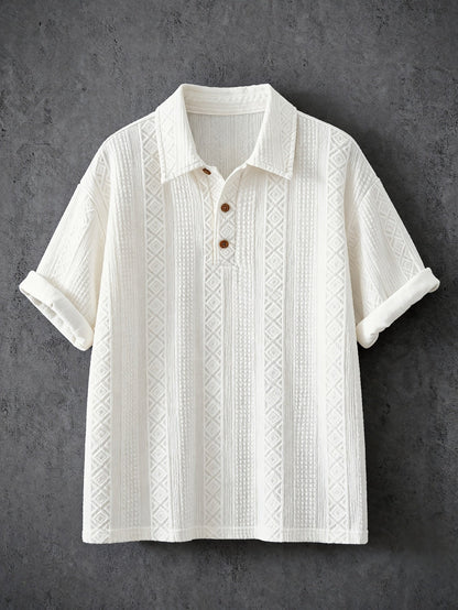 Herren-Polo mit Kurzarm, geometrischen Stickereien und eleganter Textur für einen lässig-schicken Stil  