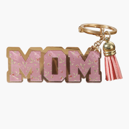 Portachiavi donna stile trendy per la festa della mamma con motivo floreale e cuore