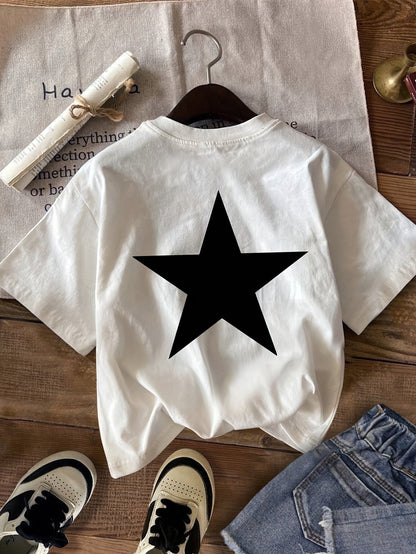 T-shirt unisexe style sportif avec étoile imprimée – idéal pour le printemps et l'été