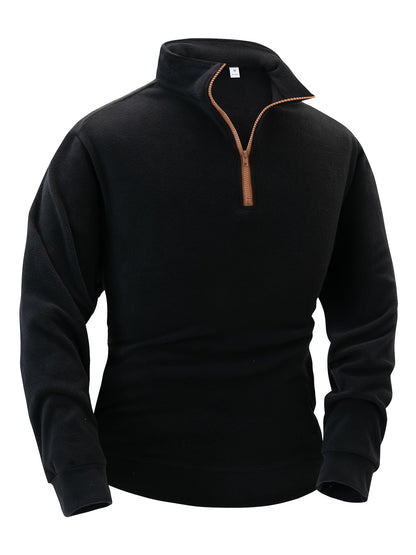 Polaire Homme Demi-Zip Col Montant Manches Longues Poches Latérales