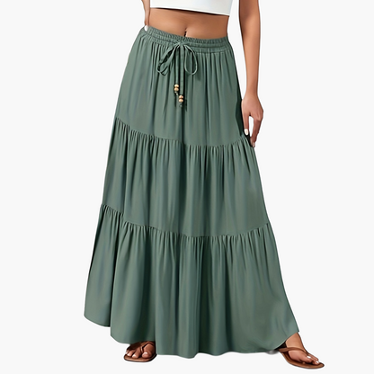 Casual lange rok met volant voor dames, elastische taille, ideaal voor zomer en strand