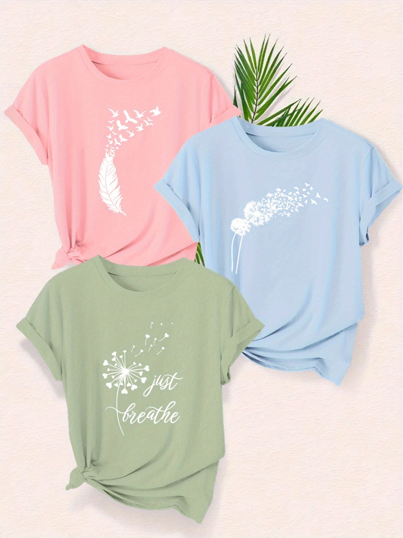 Casual grafiske T-shirts til kvinder med naturmotiver og inspirerende budskab