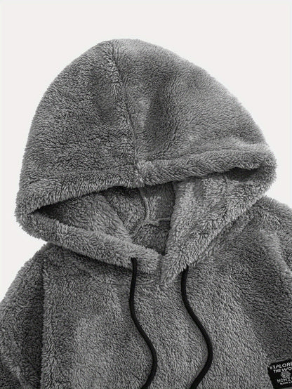 Sweat à Capuche Molletonné Chaud avec Cordon de Serrage et Poche Kangourou