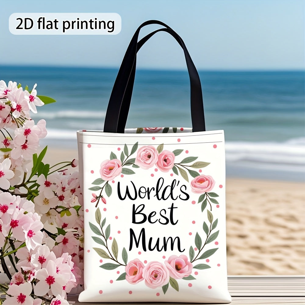 Sac cabas femme style floral cadeau fête des mères "World's Best Mum"