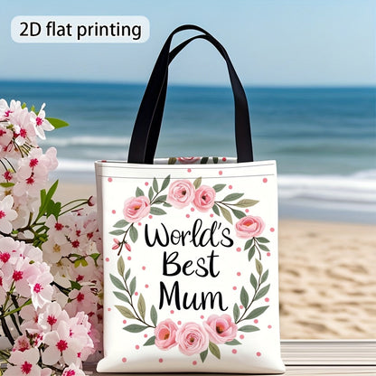 Sac cabas femme style floral cadeau fête des mères "World's Best Mum"