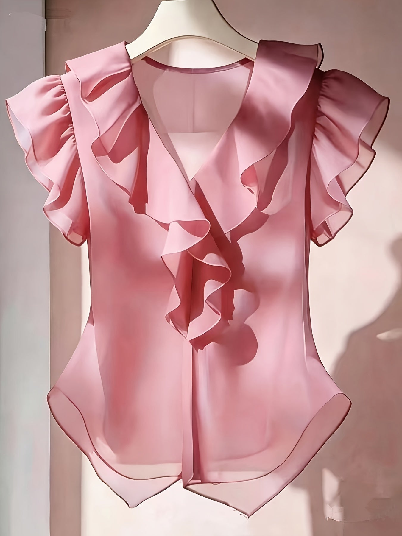 Blouse Femme Élégante à Volants Style Romantique pour Tenue Chic et Bureau