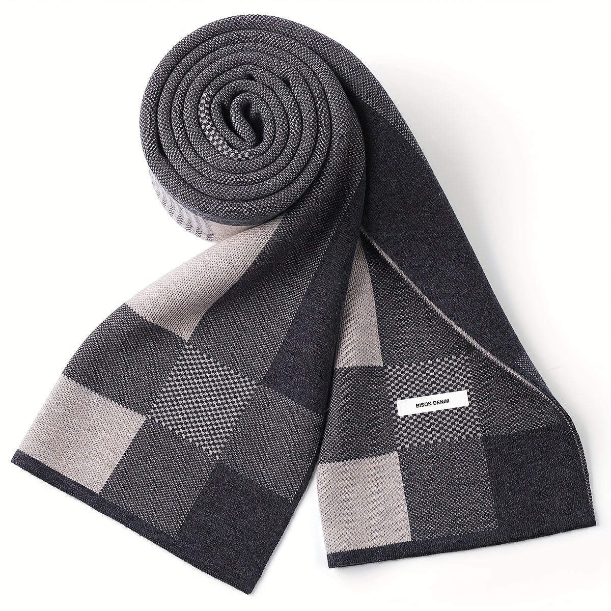 Écharpe à carreaux et motifs géométriques, style écossais, couleurs variées