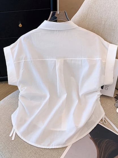 Chemise Femme Manches Courtes Élégante à Boutons Style Moderne