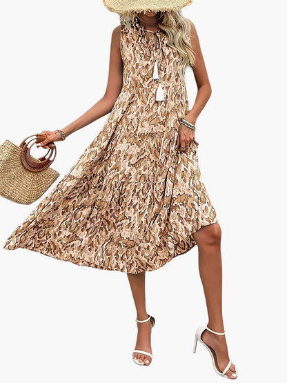 Elegancka sukienka damska bez rękawów w stylu boho na lato i wiosnę
