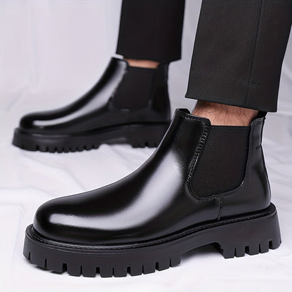 Bottes Chelsea noires à semelle crantée basses pour homme, style bottines classiques