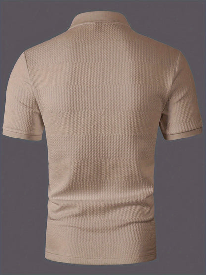 Polo homme ajusté style casual à motif géométrique pour l'été