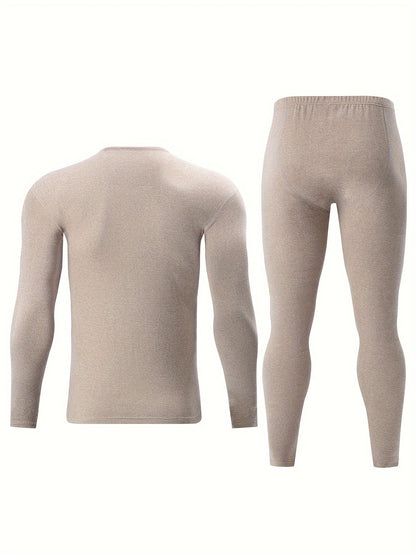 Ensemble Sous-Vêtements Thermiques Homme 2 Pièces Noir Manches Longues