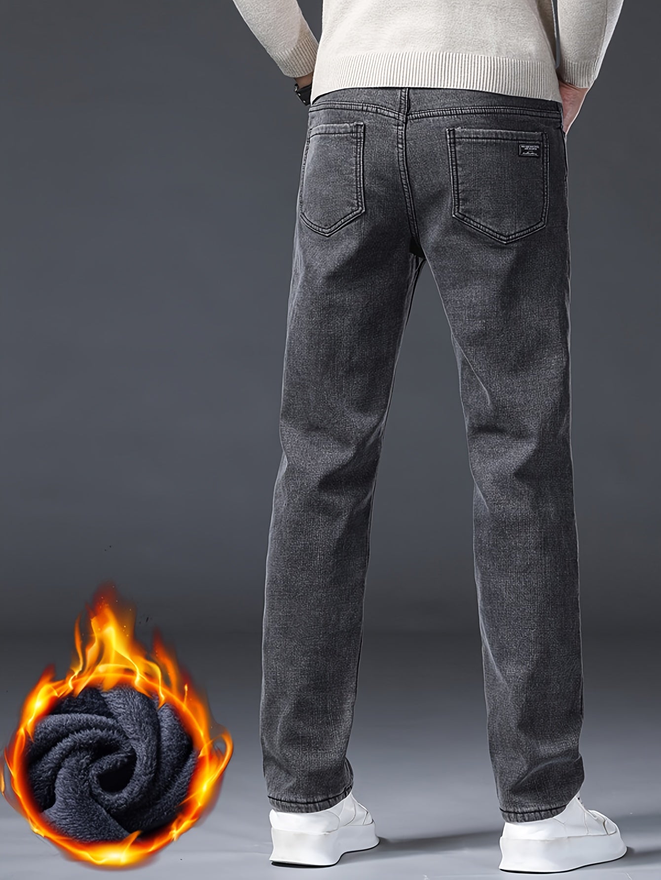 Jean homme gris foncé délavé style décontracté avec 5 poches