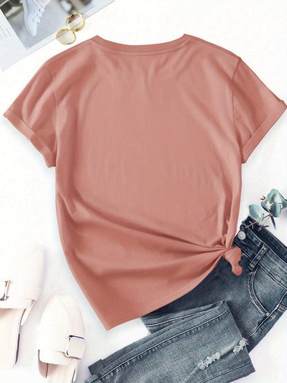 Dames T-shirt Casual Stijl met Wildbloemenpatroon Botanische Illustratie