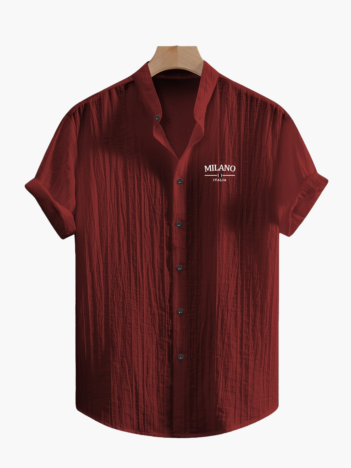 Casual skjorte med mao-krave til mænd – moderne MILANO-stil, korte ærmer, ideel til sommeren