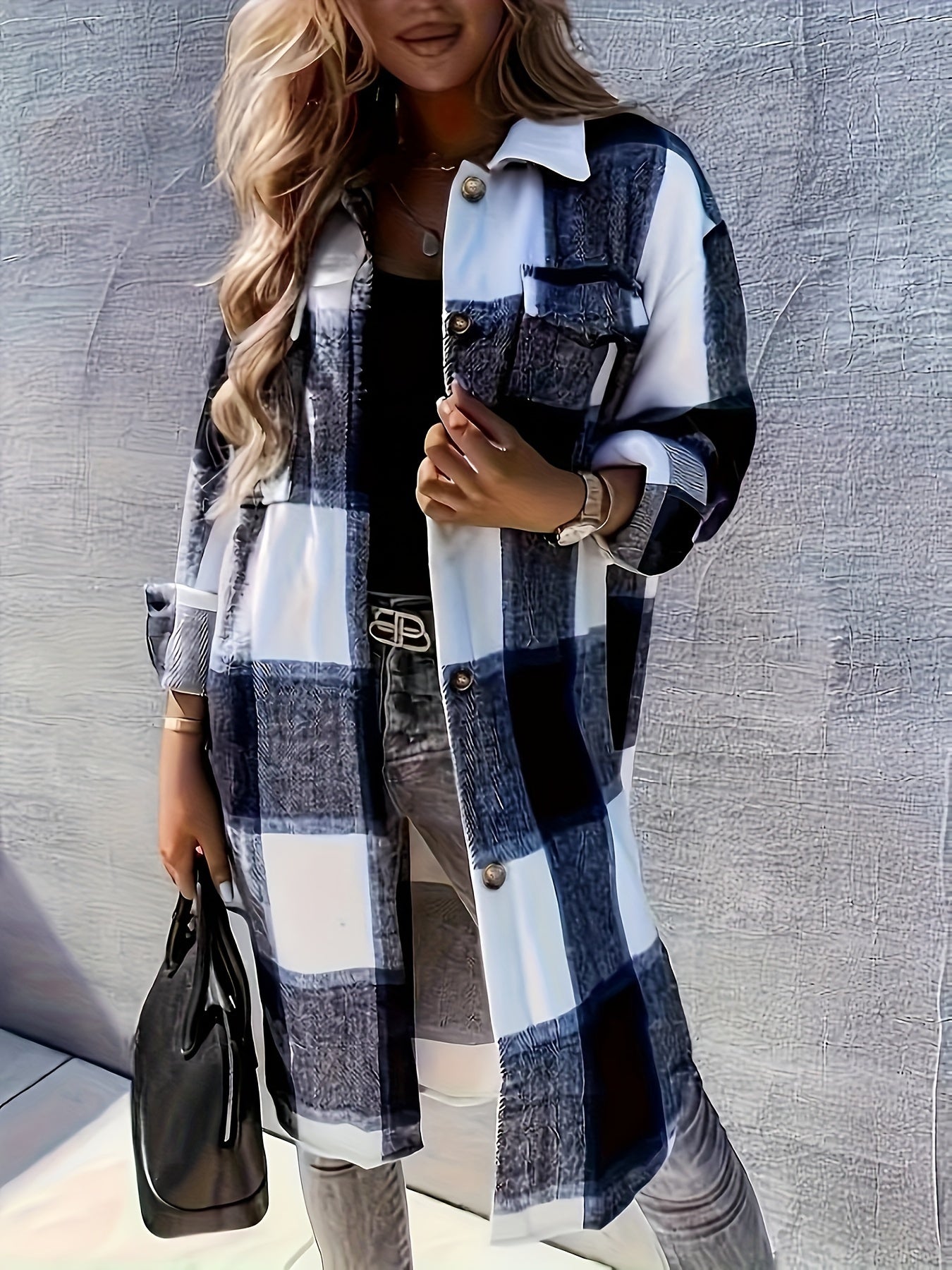 Chaqueta Camisa de Cuadros Estilo Casual para Mujer - Ideal para Media Temporada