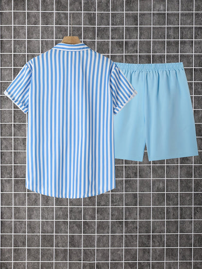 Avslappnad herroutfit med ränder, modern stil, perfekt för sommaren och semestern
