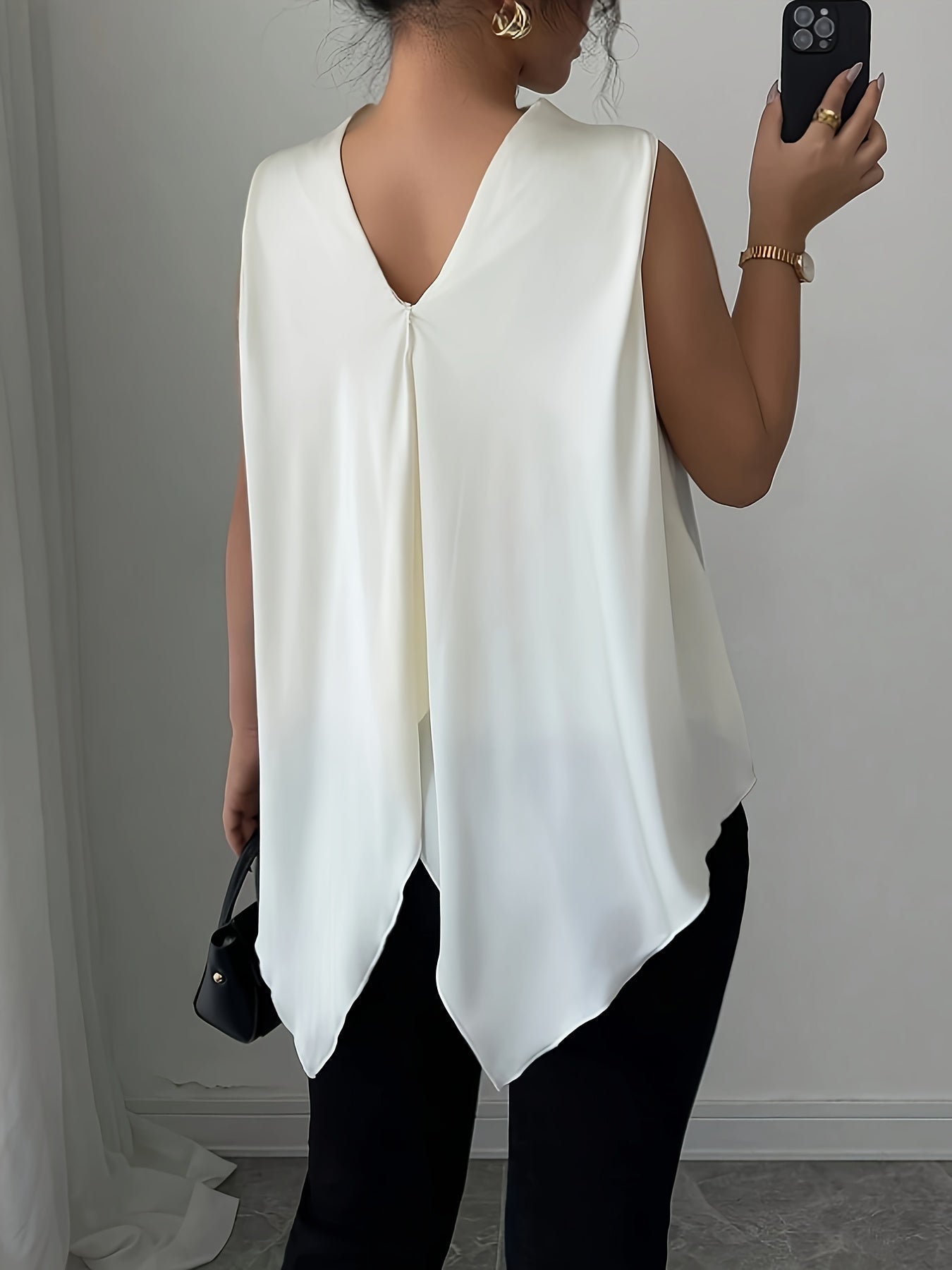 Women's Sleeveless Blouse with High Neck, Elegant Style for Office and Evening
