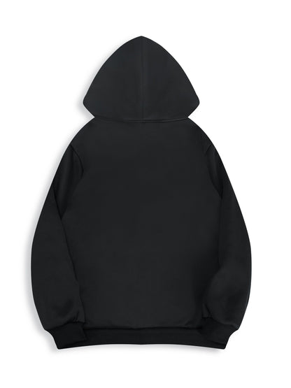 Sweat à capuche zippé noir avec motif tribal rouge manches longues