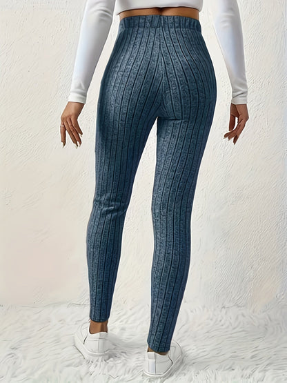 Legging côtelé gris clair taille haute avec détail papillon