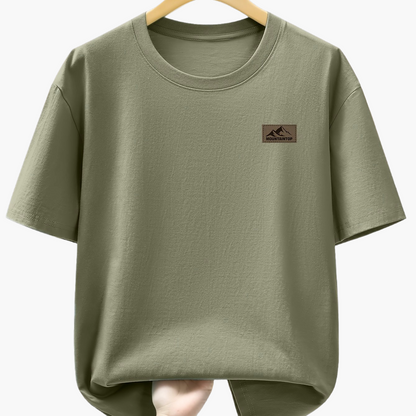 T-shirt casual męski w sportowym stylu z nadrukiem gór – Idealny na wypoczynek i weekend