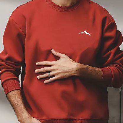 Sweat-shirt homme chaud col rond doublé molletonné avec motif montagne