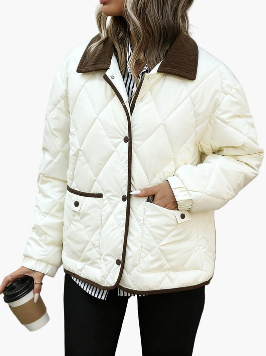 Gesteppte Damenjacke im Vintage-Stil, ideal für Herbst und Winter