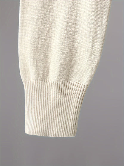 Ensemble pull col V et pantalon jogger, tricot doux, beige clair