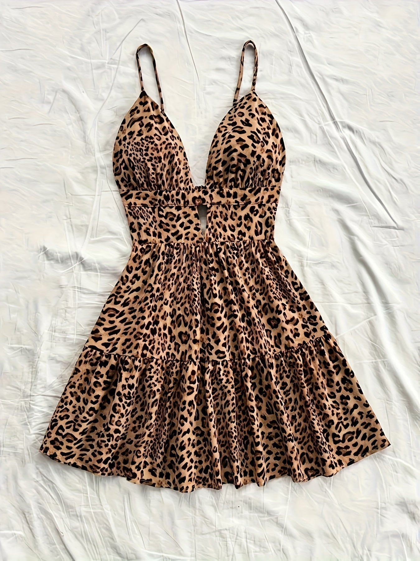 Vestido corto de verano con estampado de leopardo para mujer, estilo casual y vacaciones