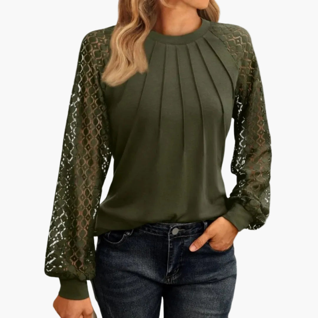 Haut élégant manches longues femme style chic décontracté pour bureau et sorties