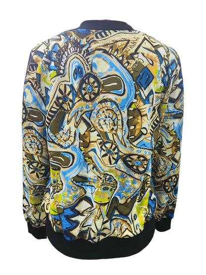 Lässige Damen-Bomberjacke mit grafischem Muster, Urlaubsstil